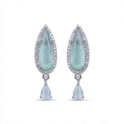 Oval Diamond Earrings - Silver Plated Jarao Stone Jewelry