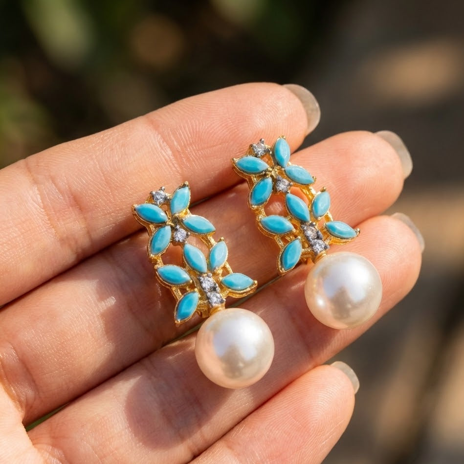 Pearl Flare Stud Earrings - Elegant Statement Studs