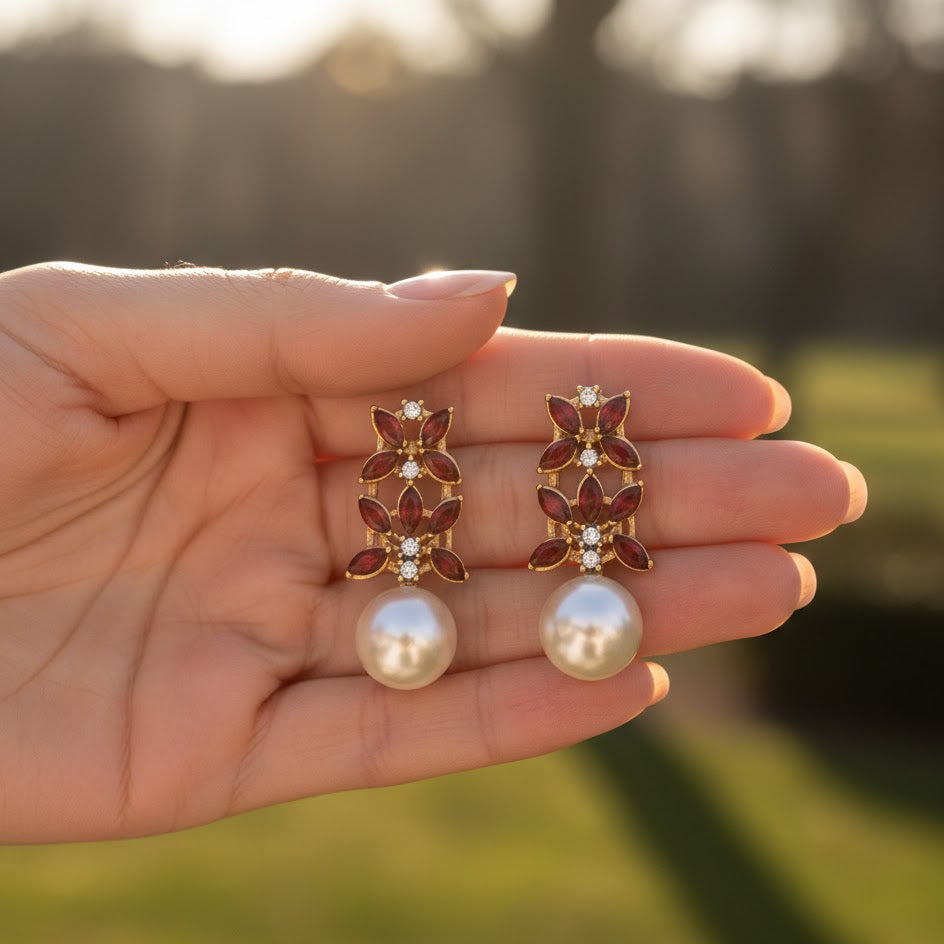 Pearl Flare Stud Earrings - Elegant Statement Studs