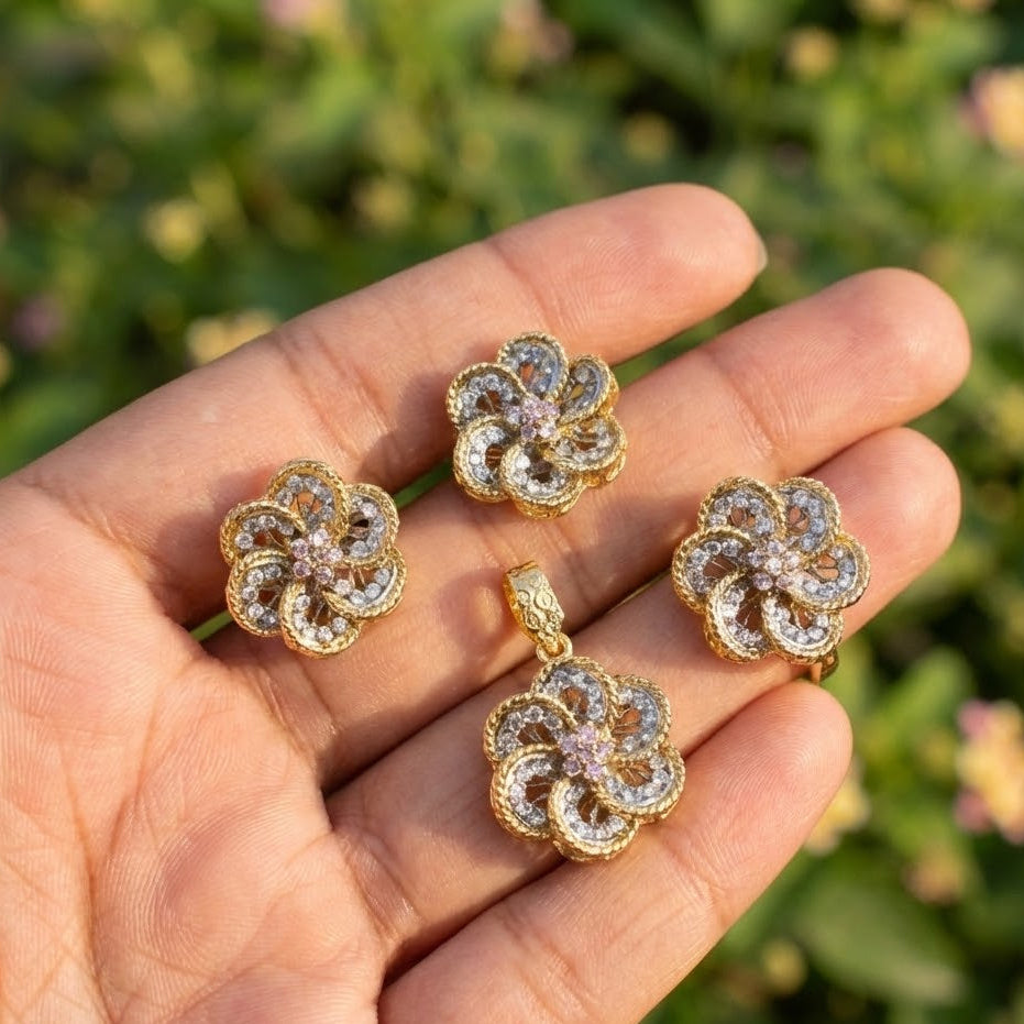 Synthetic Gold Locket Set