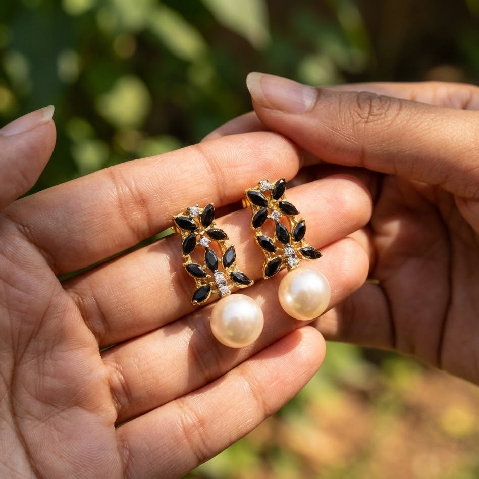 Pearl Flare Stud Earrings - Elegant Statement Studs