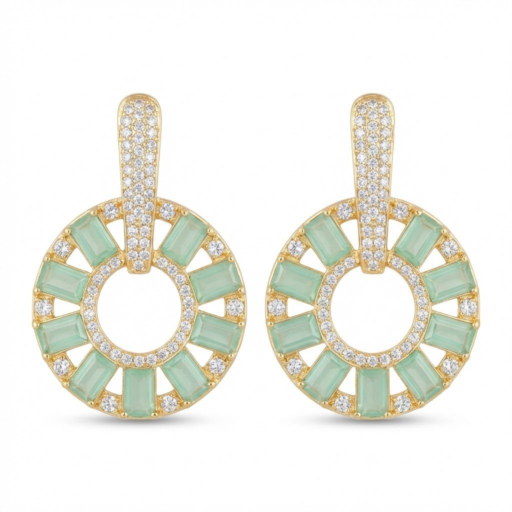 Zirconia Circle Earrings - Gold & Silver Plated Jarao Stone Jewelry