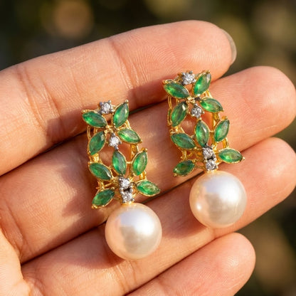 Pearl Flare Stud Earrings - Elegant Statement Studs