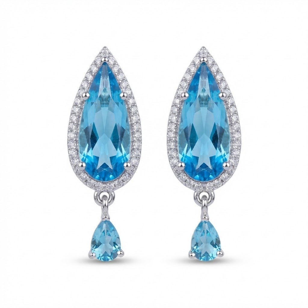Oval Diamond Earrings - Silver Plated Jarao Stone Jewelry