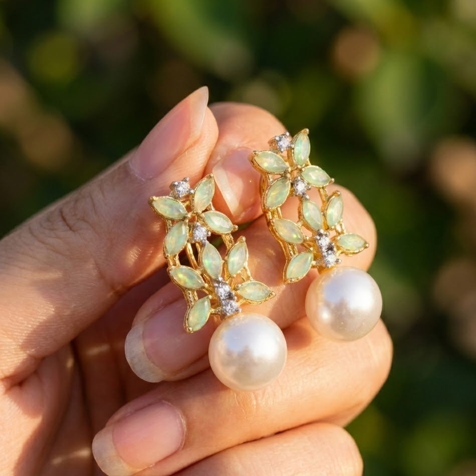 Pearl Flare Stud Earrings - Elegant Statement Studs