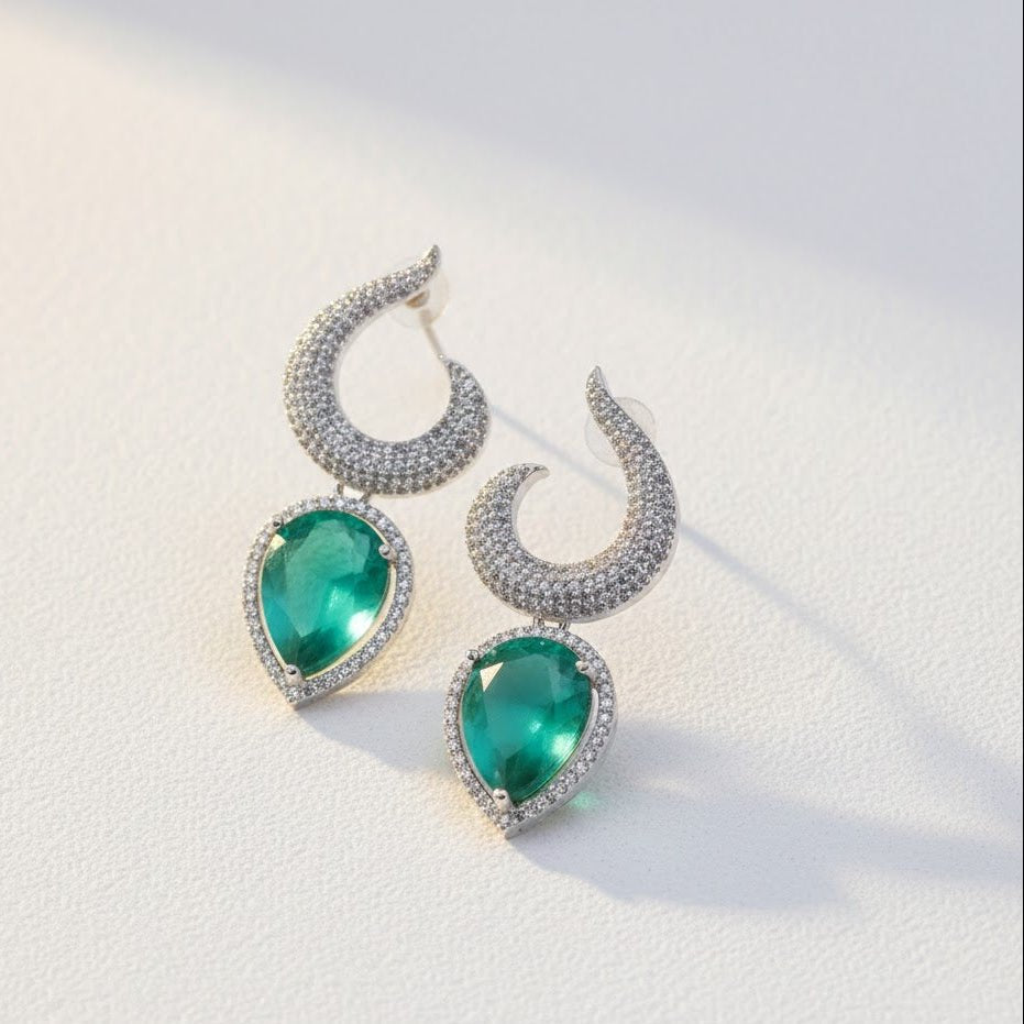 Gemstone Jarao Stone Earrings - Silver Plated Statement Jewelry