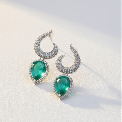 Gemstone Jarao Stone Earrings - Silver Plated Statement Jewelry