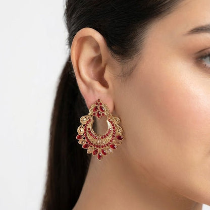Gold Crescent Moon Drop Earrings
