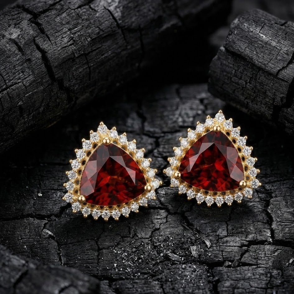 Jarao Stone AD Stud Earrings - Gold & Silver Plated
