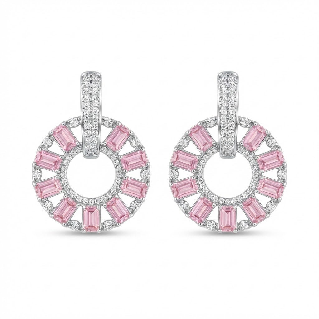 Zirconia Circle Earrings - Gold & Silver Plated Jarao Stone Jewelry