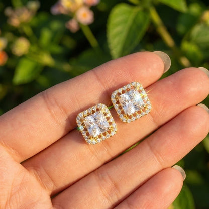 Vintage Bloom AD Studs - Oxidized Jarao Stone Earrings