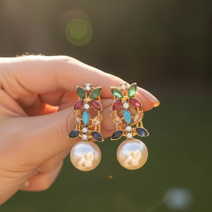 Pearl Flare Stud Earrings - Elegant Statement Studs