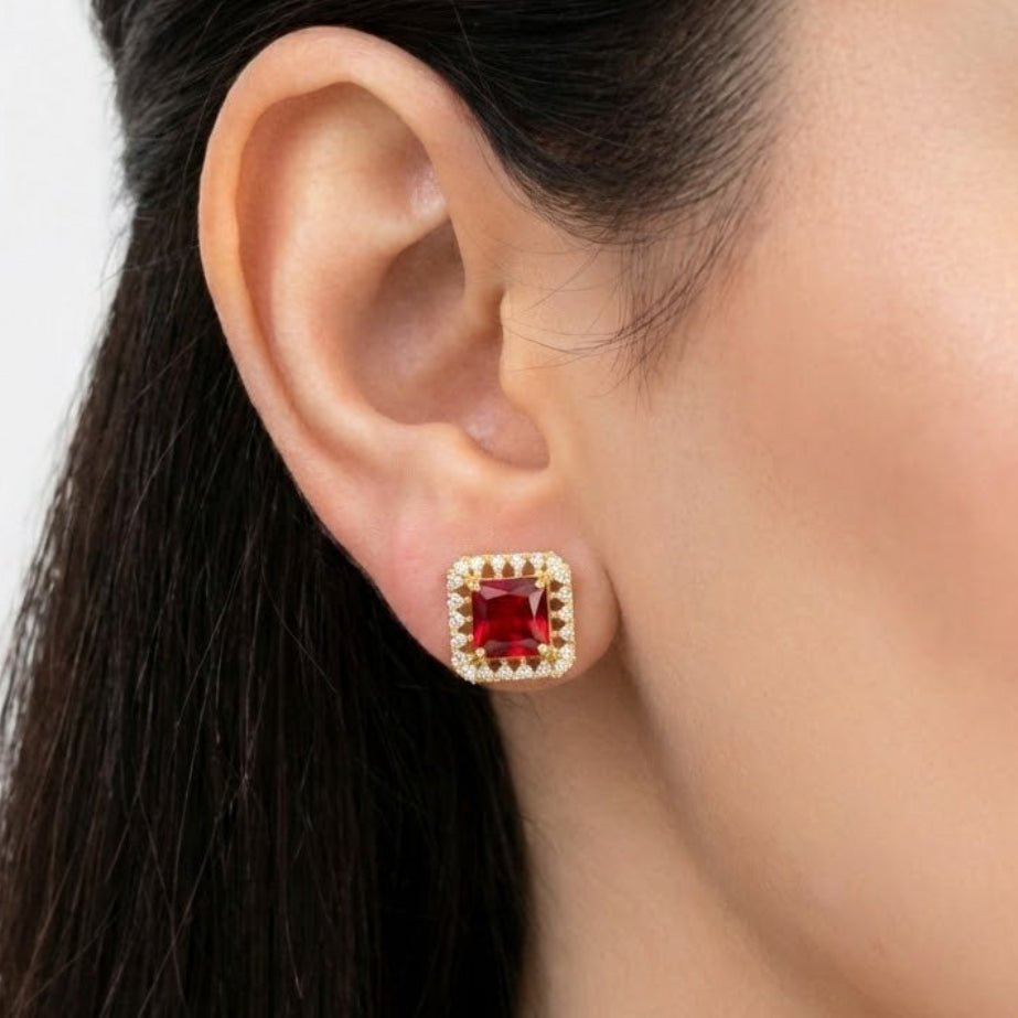 Vintage Bloom AD Studs - Oxidized Jarao Stone Earrings