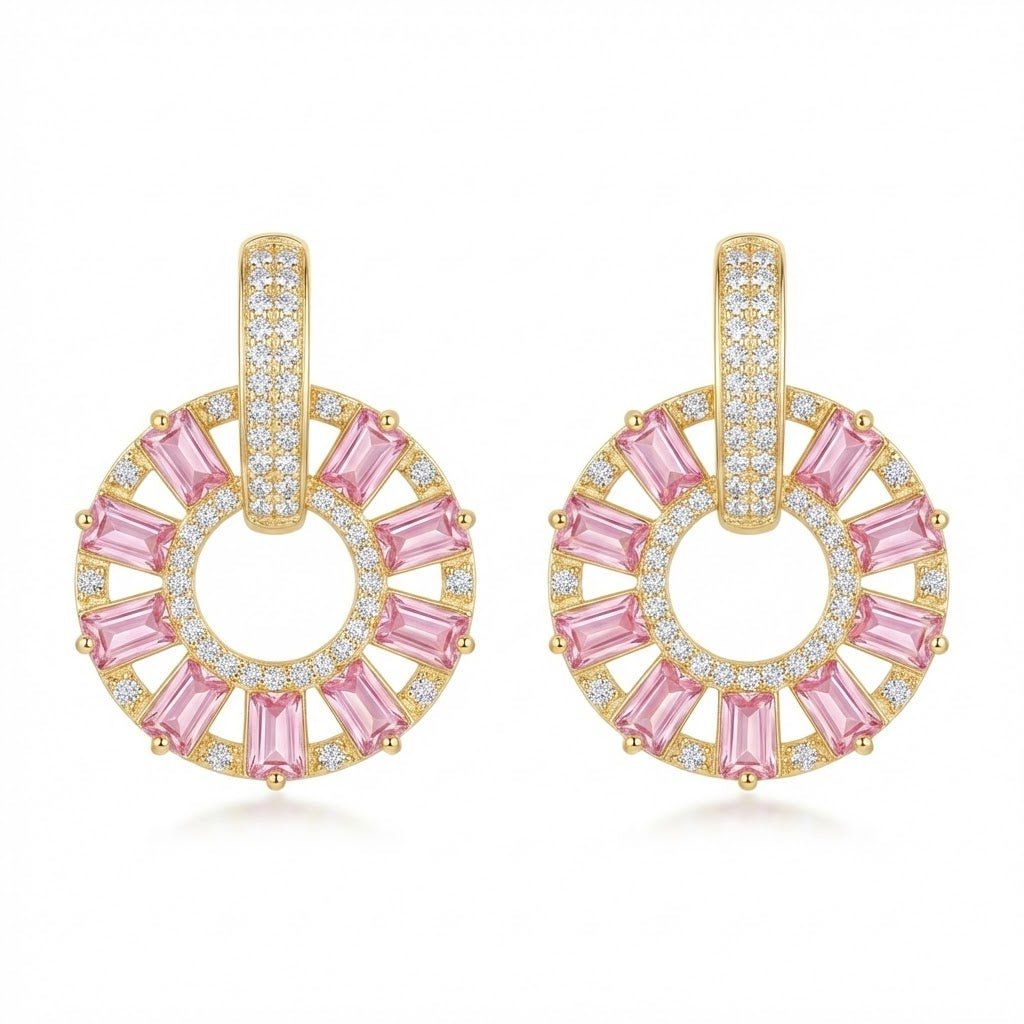 Zirconia Circle Earrings - Gold & Silver Plated Jarao Stone Jewelry