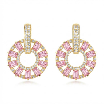 Zirconia Circle Earrings - Gold & Silver Plated Jarao Stone Jewelry