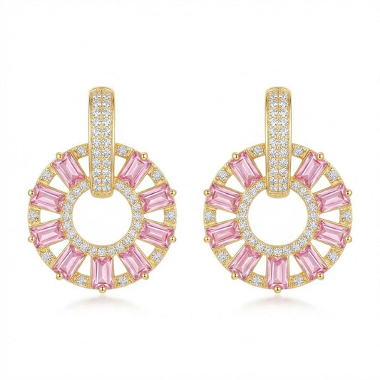 Zirconia Circle Earrings - Gold & Silver Plated Jarao Stone Jewelry