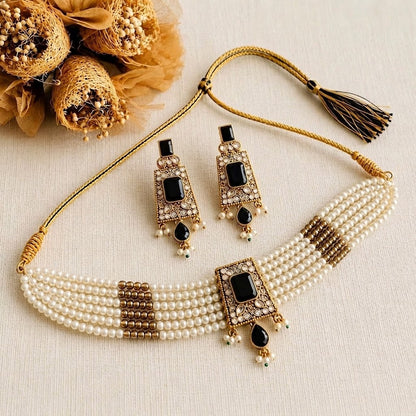 Statement Lilac Tribal Chokker & Earing