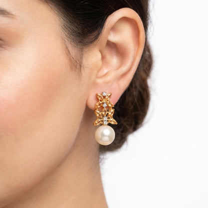 Pearl Flare Stud Earrings - Elegant Statement Studs