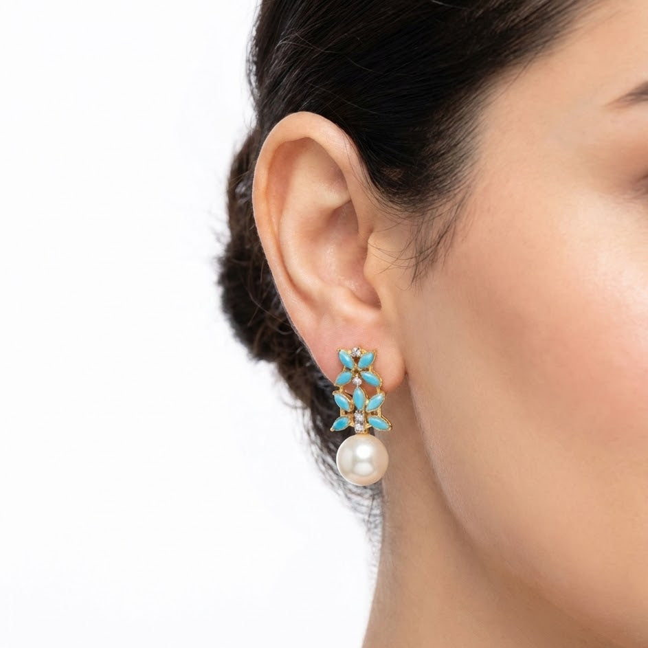 Pearl Flare Stud Earrings - Elegant Statement Studs