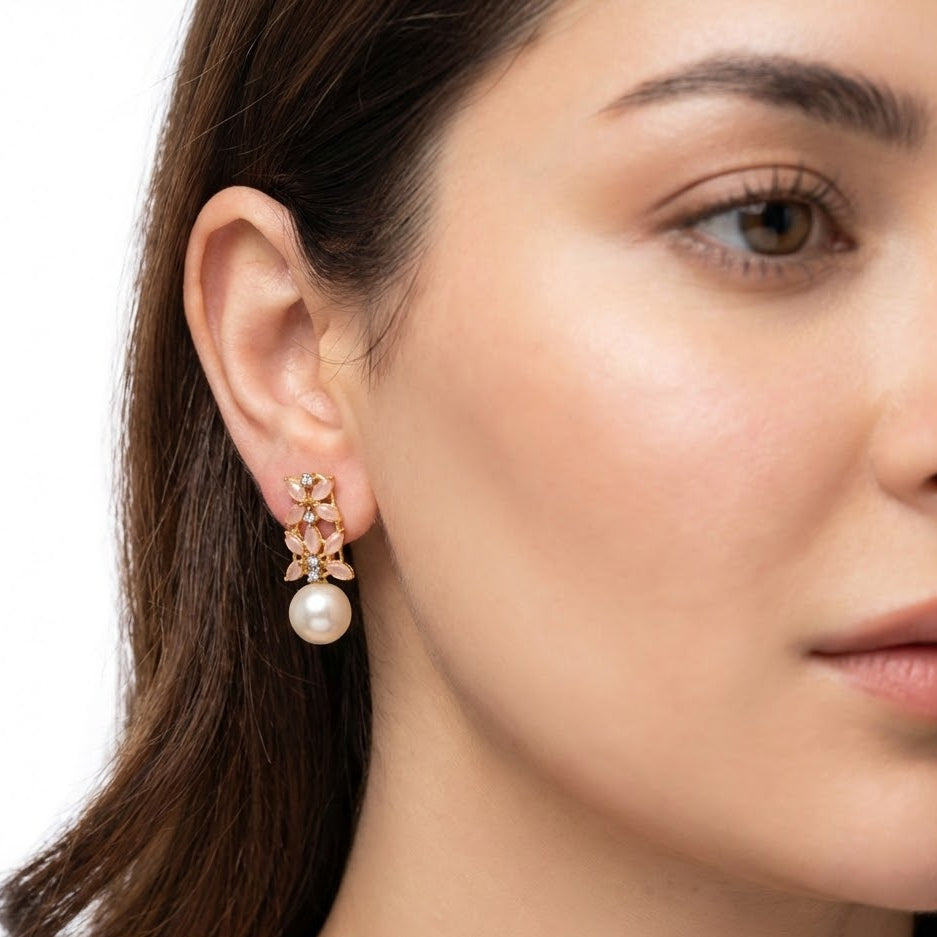 Pearl Flare Stud Earrings - Elegant Statement Studs