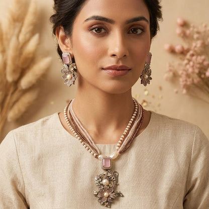 The Blush Rose and Pearl Heritage Maala Set