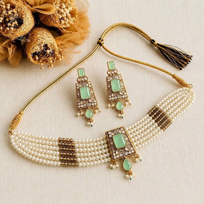Statement Lilac Tribal Chokker & Earing
