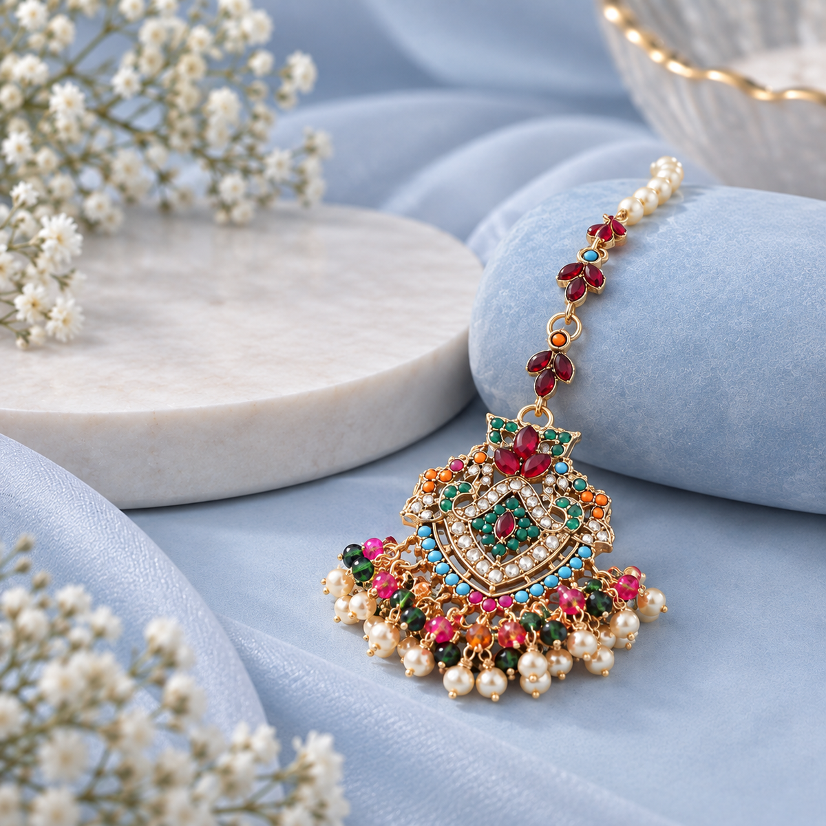 Mehrnaz Earrings & Teeka Set