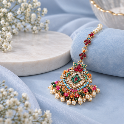Mehrnaz Earrings & Teeka Set