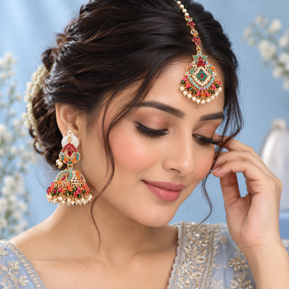 Mehrnaz Earrings & Teeka Set