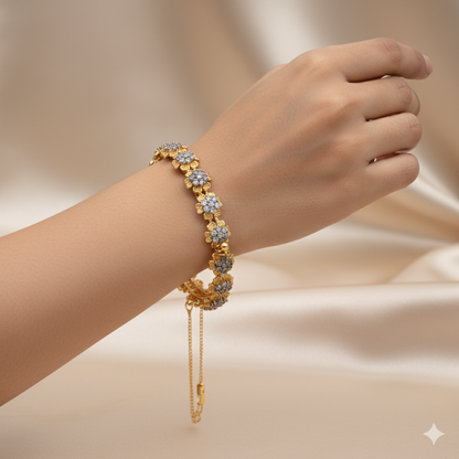 Zircon Flower Golden Bangle