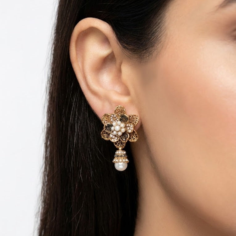 Pearl Petal Mini Jhumkas