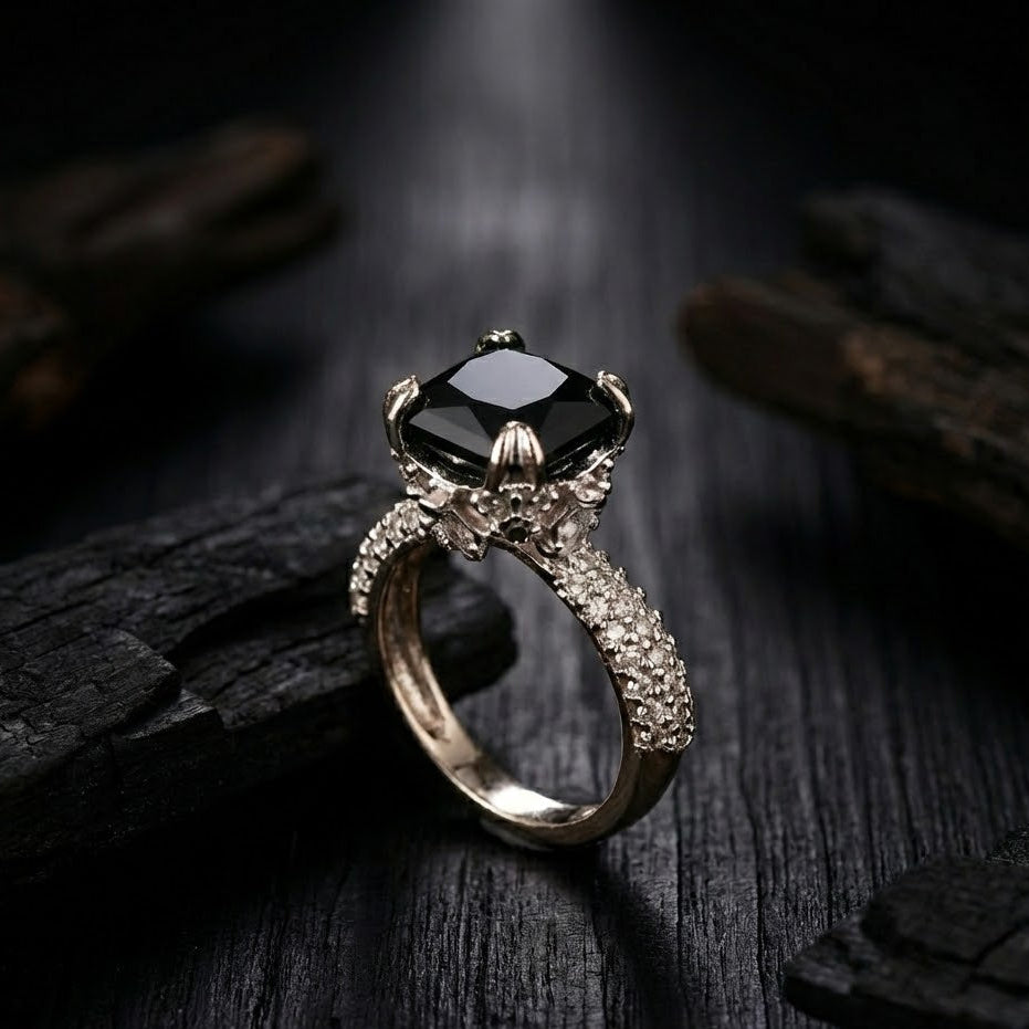 Cubic Zircons Ring With Silver Polish