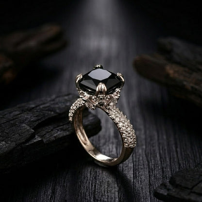 Cubic Zircons Ring With Silver Polish
