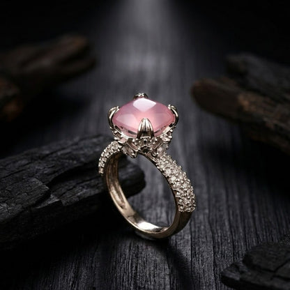 Cubic Zircons Ring With Silver Polish