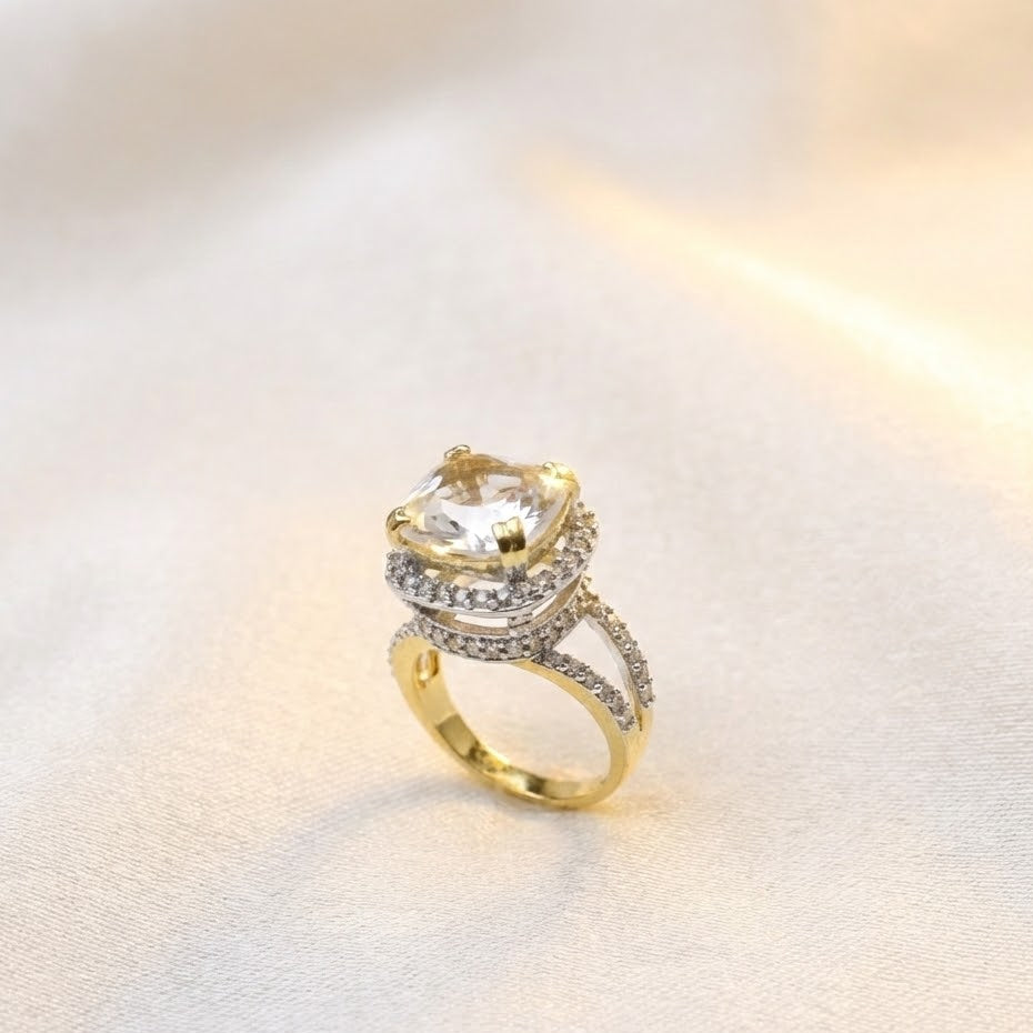 Delicate Sterling Ring with Gold Polish