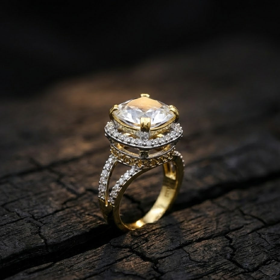 Delicate Sterling Ring with Gold Polish