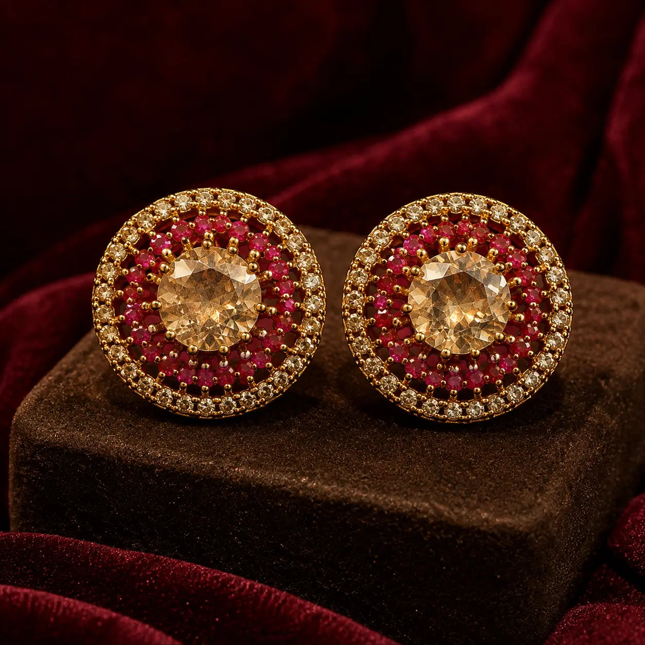 Zarkhez Gold Halo Stud Earrings