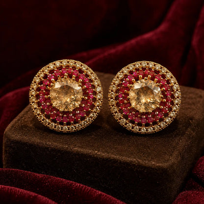 Zarkhez Gold Halo Stud Earrings