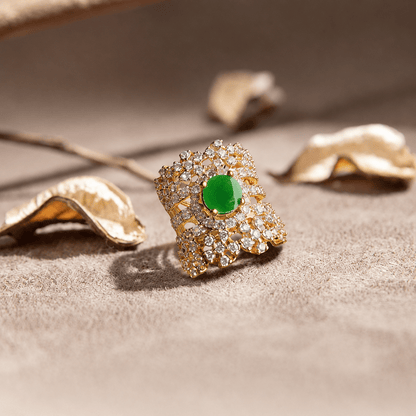 Handcrafted 22k Gold Statement Meadow Mosaic Ring
