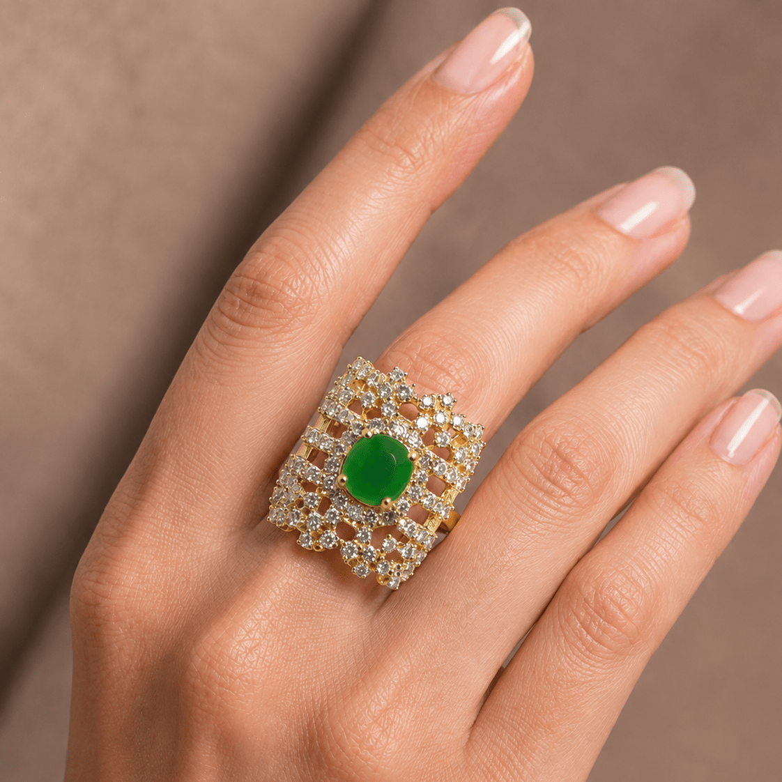 Handcrafted 22k Gold Statement Meadow Mosaic Ring