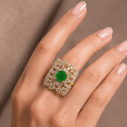 Handcrafted 22k Gold Statement Meadow Mosaic Ring