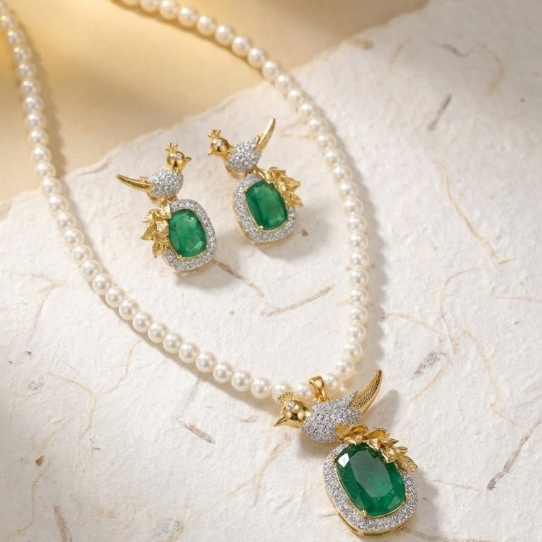 Bahaar-e-Beads Semi Precious Mala Set - Traditional Gemstone Jewelry