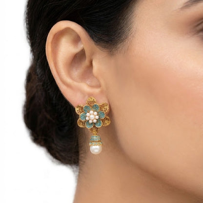Pearl Petal Mini Jhumkas