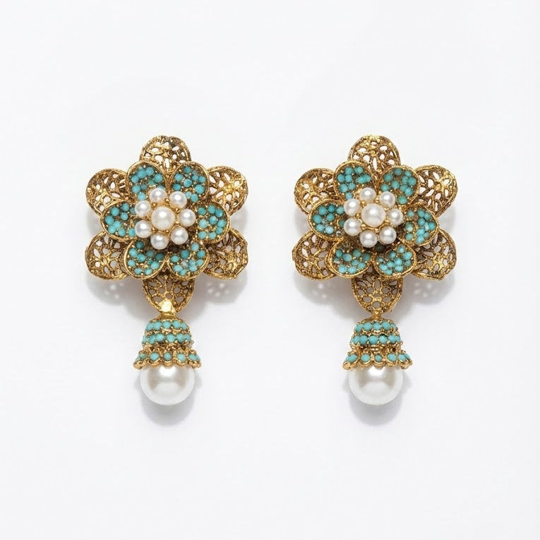 Pearl Petal Mini Jhumkas