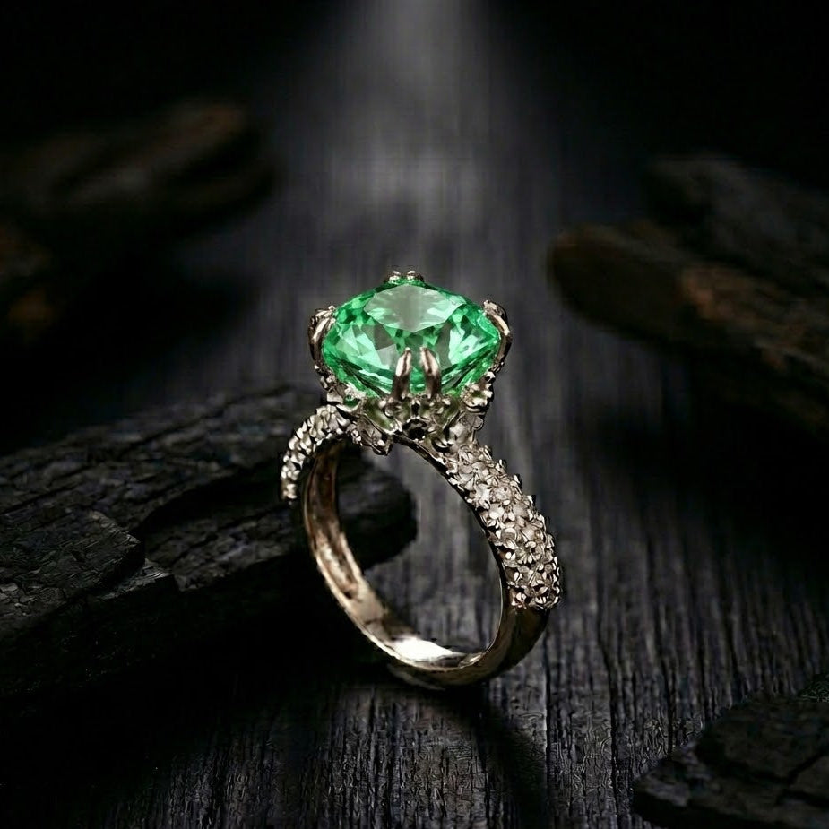 Cubic Zircons Ring With Silver Polish