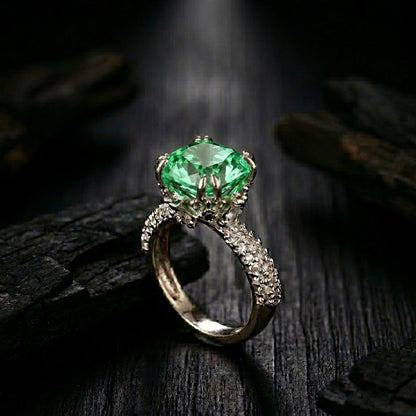 Cubic Zircons Ring With Silver Polish