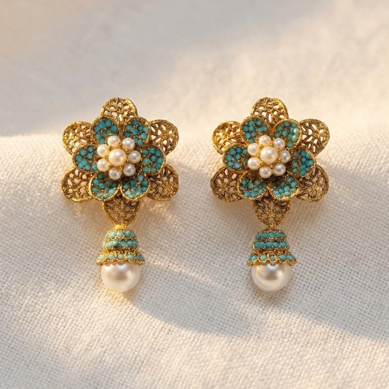Pearl Petal Mini Jhumkas