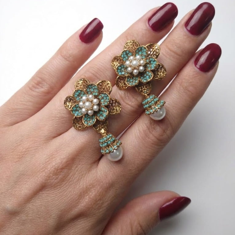 Pearl Petal Mini Jhumkas