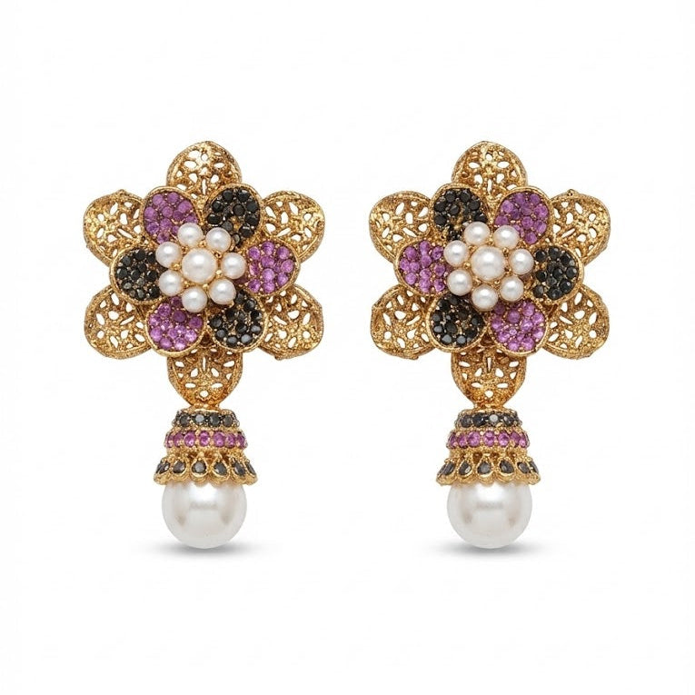 Pearl Petal Mini Jhumkas