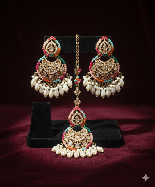 Heera Moti Maang Teeka Set